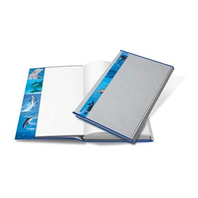 Abbildung von HERMA 20270 Buchumschläge 27 x 54 cm HERMÄX Design Delfin, 5 Stück, Buchhüllen mit Beschriftungsetikett &amp; Kantenschutz aus abwischbarer Polypropylen Folie, Buchschoner Set für Schulbücher, transparent