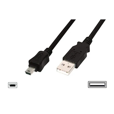 Abbildung von DIGITUS USB 2.0 Anschlusskabel 3.0 m A (St) zu Mini B (5 Pin) 480 Mbit/s Verbindungskabel Schwarz