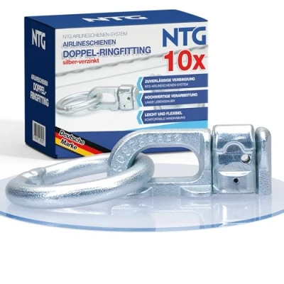 Abbildung von 10x Doppel Fitting Endbeschlag, Endfitting, Doppelendbeschlag für Airlineschiene, Zurrschiene, 2700 daN