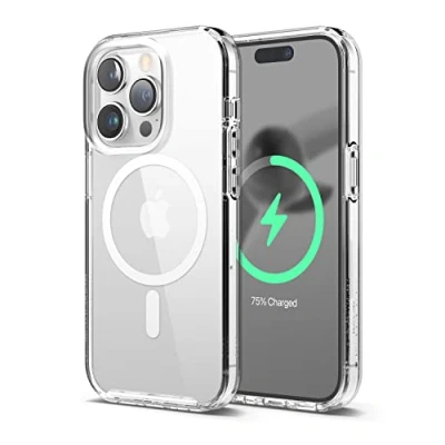 Abbildung von elago Magnetische Hybrid Transparent Hülle Kompatibel mit iPhone 14 Pro (6.1&quot;), MagSafe, PC+TPU Technologie, US Military Grade Fallschutz, Reduzierte Vergilbung (Weiß)