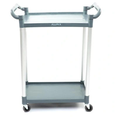 Abbildung von Servierwagen Gastro 2 Borde 80 x 43 96 cm max. 50 kg TPR Rollen PP / Alu Abräumwagen Servicewagen Gastronomie Hotel