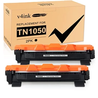Abbildung von v4ink 2PK Schwarz Kompatibel TN 1050 TN1050 Tonerkartuschen ersetzt für Brother HL 1110, 1112, 1210W, 1212W, DCP 1510, 1512, 1610W, 1612W, MFC 1810, 1910W