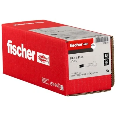 Abbildung von fischer Bolzenanker FAZ II Plus 20/30 gvz, Schwerlastanker mit hoher Tragfähigkeit, Ankerbolzen für Befestigungen schwerer Lasten und Stahlkonstruktionen, Seismik &amp; ETA Zulassung