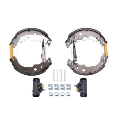 Abbildung von HELLA Shoe Kit Pro 8DB 355 005 001 Bremsensatz, Trommelbremse mit Radbremszylinder, Stellelement PEUGEOT: 207 Schrägheck, SW, 208 I Schrägheck