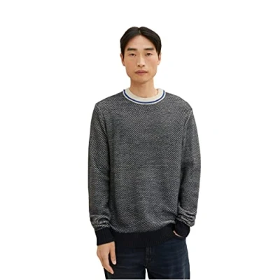 Abbildung von TOM Tailor Strickpullover, Herren, Größe: XXL, Navy white knit structure