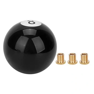 Abbildung von Qiilu Schaltknauf, Racing Universal Schwarz 8 Billardkugel Runder Autohebel Schalthebelkopf Acryl Manueller Schaltknauf mit 3 Adaptern