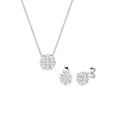 Abbildung von Elli Schmuckset Damen Blume mit Zirkonia Kristalle in 925 Sterling Silber