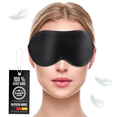 Abbildung von Liebesfreunde Schlafmaske Premium Augenmaske aus echter Seide für Frauen Männer, hautfreundlich
