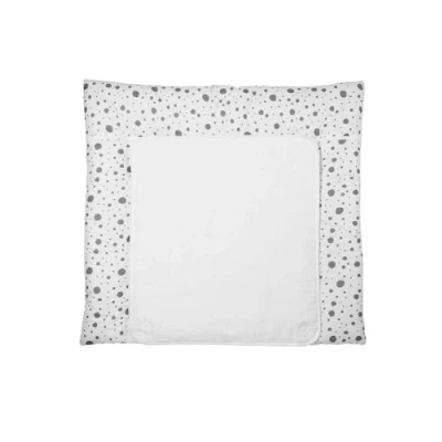 Abbildung von Meyco 428055 3 Keil Wickelauflage mit abnehmbaren Frotteebezug, DOTS, Weiß