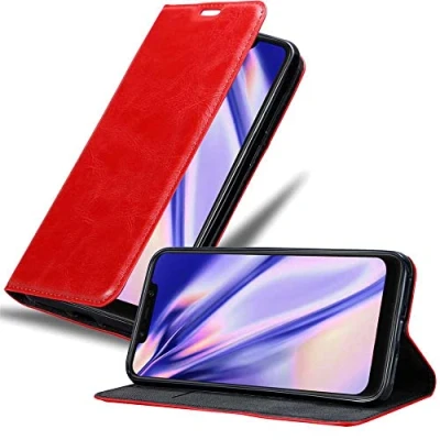 Abbildung von Cadorabo Hülle kompatibel mit Xiaomi Pocophone F1 aus Premium Kunst Leder Flip Klappbare Stoßfeste Magnetische [Standfunktion] [Kartenfächern] Cover für Tasche in Rot
