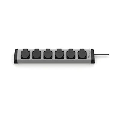 Abbildung von EHMANN 0200x08062301 Steckdosenleiste mit Klappdeckeln, 6 fach, 1,5m Zuleitung, IP20