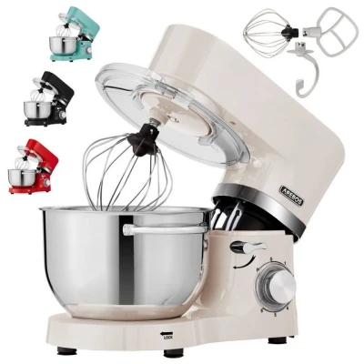 Abbildung von Arebos Küchenmaschine 1500W, Knetmaschine mit 2x Edelstahl Rührschüsseln, Geräuscharm, 1500 W, 5,50 l Schüssel
