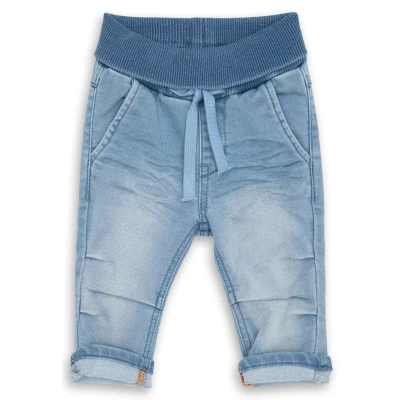 Abbildung von sigikid Baby Jeans mit elastischem Ripp Schlupfbund zum Umschlagen und Bindebändchen Softe Sweat Denim Qualität bequeme Passform, für Mädchen Jungen, Größe 62 98