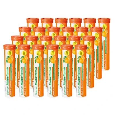 Abbildung von Multivitamin Brausetabletten 24x20 Stk. Orangengeschmack Vitamin C, E, B1, B2, B6, B12, Biotin, Folsäure, Niacin, Pantothensäure T&amp;D Pharma German Made in Germany