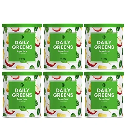 Abbildung von 6x 300 Gramm I Daily Greens Superfood Pulver mit Superfoods, Vitaminen, Mineralstoffen, vegan Protein und Ballaststoffen Smoothie