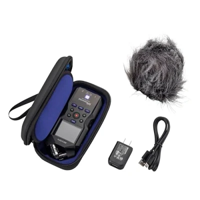 Abbildung von Zoom APH 4e (EU Version) Zubebör Paket für den H4essential Handy Recorder, WSU 1 Windschutz, AD 17 Netzadapter, Gepolstertes Etui, USB C Kabel