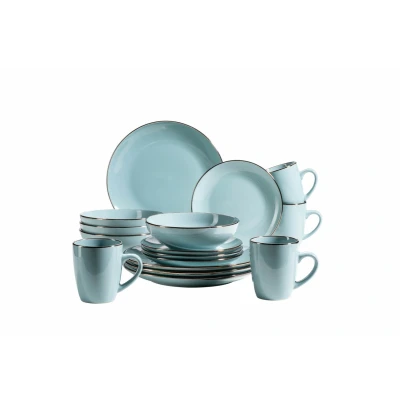 Abbildung von MÄSER Kombiservice METALLIC RIM (16 tlg), 4 Personen, Steinzeug