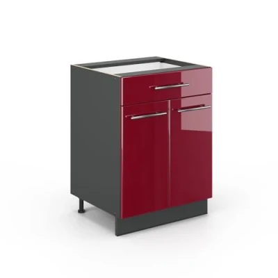Abbildung von Vicco Unterschrank Fame Line, Bordeaux Hochglanz/Anthrazit 60cm, ohne Arbeitsplatte