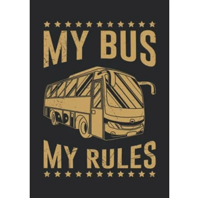 Abbildung von Notizbuch A5 kariert mit Softcover Design: Mein Bus meine Regeln Busfahrer Geschenk Spruch Schulbus: 120 karierte DIN Seiten