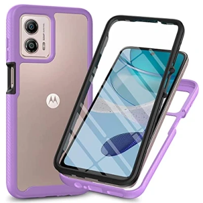 Abbildung von XINNI Hülle für Motorola Moto G53 5G, 360 Grad Stoßfeste Schutzhülle mit Integriertem Bildschirmschutz, Robuster Bumper Outdoor Full Body Case, Helles Lila