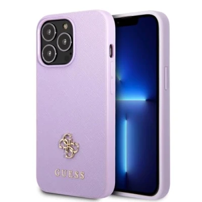 Abbildung von Guess GUHCP13XPS4MU Hülle für iPhone 13 Pro Max 6,7&quot; Violett hardcase Saffiano 4G Small Metal Logo