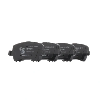 Abbildung von HELLA 8DB 355 025 401 Bremsbelagsatz nicht für Verschleißwarnanzeiger vorbereitet mit Bremssattelschrauben Zubehör VOLVO: XC60 I, V60 V70 3