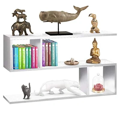Abbildung von BAKAJI Bücherregal mit 5 Einlegeböden aus Melaminholz, modernes Design für Wohnzimmer, Haus oder Büro, Größe 80 x 20 50,5 cm (weiß)