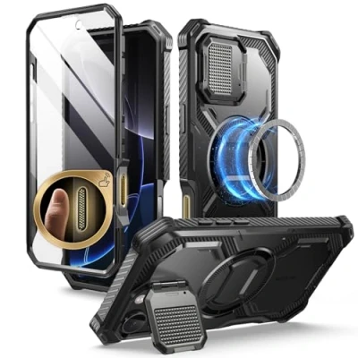 Abbildung von i Blason Armorbox für iPhone 16 Pro Hülle mit Kameraschutz Ständer Kompatibel MagSafe Handyhülle Bumper Case Robust Schutzhülle Displayschutz 6.3&#039;&#039; 2024 (Schwarz)