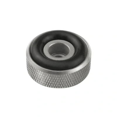 Abbildung von Dynavox Gerätefüsse mit Rändelung Mini aus Aluminium, für HiFi Geräte wie Lautsprecher, Verstärker und Plattenspieler, Silber, 4er Set