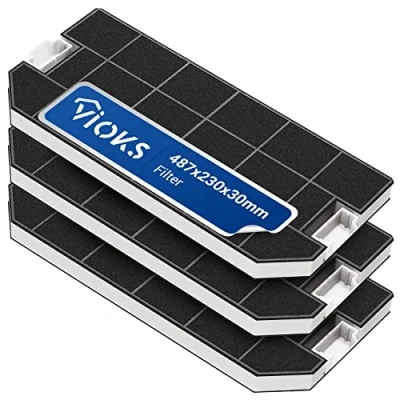 Abbildung von VIOKS Dunstabzug Filter Dunstabzugshaube Aktivkohle SET 3x Ersatz für Bosch 00460367 / 487x230 mm &amp; Aktivkohlefilter Dunstabzugshaube/Kohlefilter Siemens