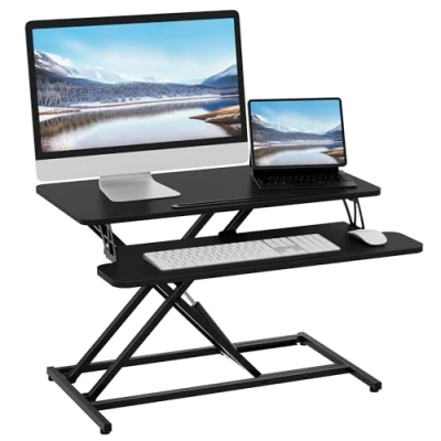 Abbildung von ERGOMAKER Stehpult Höhenverstellbarer Schreibtisch, 80 x 40cm Schnell Sitz Steh Computertisch für Zwei Monitore