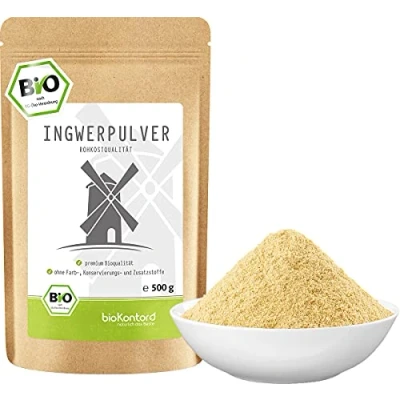 Abbildung von Ingwerpulver BIO gemahlen 500g I 100% natürlich und rein ohne Zusatzstoffe Ingwer in Rohkostqualität von bioKontor
