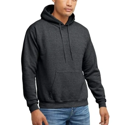 Abbildung von Hanes Herren EcoSmart Hoodie, Midweight Fleece, Pullover Hooded Sweatshirt for Men Kapuzenpullover, Dunkelgrau meliert, XXX Large