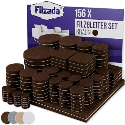 Abbildung von Filzada Filzgleiter 156 St Selbstklebend Set Möbelgleiter Filz Rund Eckig
