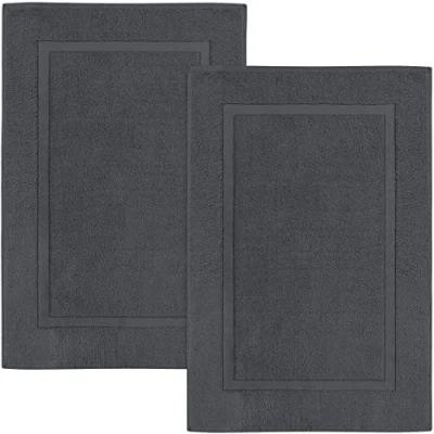 Abbildung von Utopia Towels 2er Pack groß Badematte Badvorleger (53 x 86 cm) 100% Baumwolle Frottee Waschbare Badteppich (Grau)