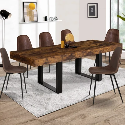 Abbildung von IDMarket Esstisch, ausziehbar, rechteckig, Phoenix, 6 10 Personen, Holz, Antik Optik, Schwarz, 160 200 cm