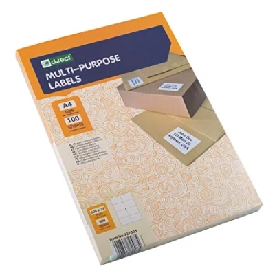 Abbildung von D.RECT Universaletiketten (105x74mm auf DIN A4) Selbstklebendes Druckerpapier Klebeetiketten Zum Bedrucken Aufkleber Bedruckbar 100 Blatt/Packung 8 Etiketten/Blatt 800 Stücke Weiß
