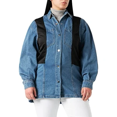 Abbildung von IPEKYOL Womens Below HIPS Scuba Denim Mix Jacket, Light Blue, 34