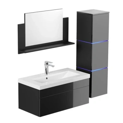 Abbildung von HOME DELUXE Badmöbel Set WANGEROOGE BIG, (Komplett set, 4 St., 3 tlg), Softclose Funktion I Badezimmerschrank, Waschbecken