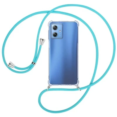Abbildung von mtb more energy® Handykette kompatibel mit Motorola Moto G54 5G türkis Smartphone Hülle zum Umhängen Anti Shock Full TPU Case