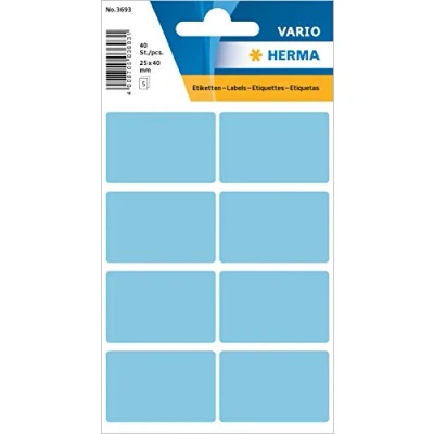 Abbildung von HERMA 3693 Vielzweck Etiketten, 40 Stück, 25 x mm, 8 pro Bogen, selbstklebend, Haushaltsetiketten zum Beschriften für Kalender Planer Basteln, matt, blanko Papier Klebeetiketten Aufkleber, blau