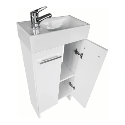 Abbildung von paplinskimoebel Waschtisch mit Unterschrank 81 cm x 40 22 Gäste WC Waschbecken Klein Schrank für Badezimmer Gästebad Stehend Badschrank Komplettset Handwaschbecken