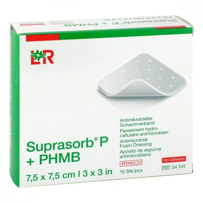 Abbildung von Suprasorb P+phmb Schaumverband 7,5x7,5 cm