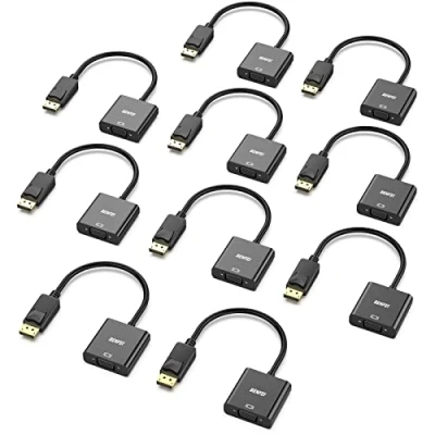 Abbildung von BENFEI DisplayPort auf VGA 10 Stück, Unidirektional DP Computor zu Monitor Adapter 1080P (Stecker Buchse), kompatibel für Lenovo Dell HP ASUS