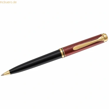 Abbildung von Pelikan Kugelschreiber Souverän 600, Schwarz Rot, hochwertiger Drehkugelschreiber im Geschenk Etui, 928713