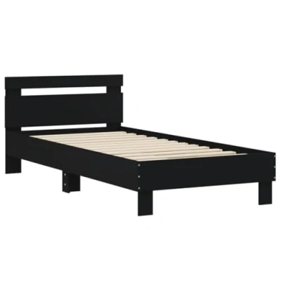 Abbildung von vidaXL Bett Bettgestell mit Kopfteil Schwarz 75x190 cm Holzwerkstoff