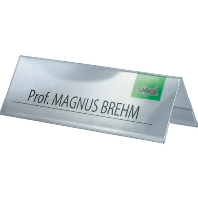 Abbildung von SIGEL TA132 Tischaufsteller Dachform 5er Pack für 19 x 6 cm, Tisch Namensschilder beidseitige Präsentation, incl. 5 Einsteckkarten