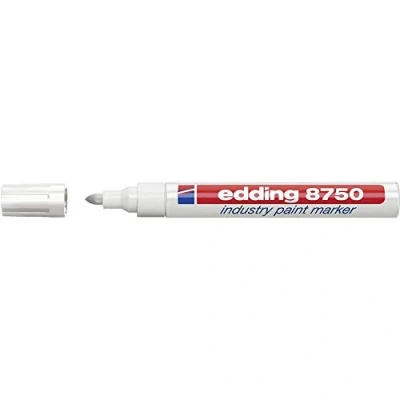Abbildung von edding 8750 Industry Lackmarker weiß 10 Stifte Rundspitze 2 4 mm zum Schreiben auf staubigen, leicht öligen Oberflächen, Reifen, Metall, Glas und Holz permanent, wasserfest
