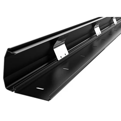 Abbildung von RICOO Kabelkanal aus Aluminium 110cm Klappmechanismus Universal Z1110 B Kabelführungssystem für Fussboden und Wand Wandleiste Kabelklemme Oberputzinstallation Kabelrinnen Leitungskanal, Schwarz