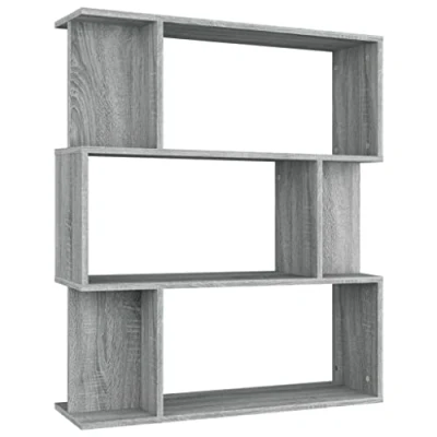 Abbildung von vidaXL Bücherregal Raumteiler Standregal Aktenregal Büroregal Raumtrenner Regal Aufbewahrungregal Grau Sonoma 80x24x96cm Holzwerkstoff